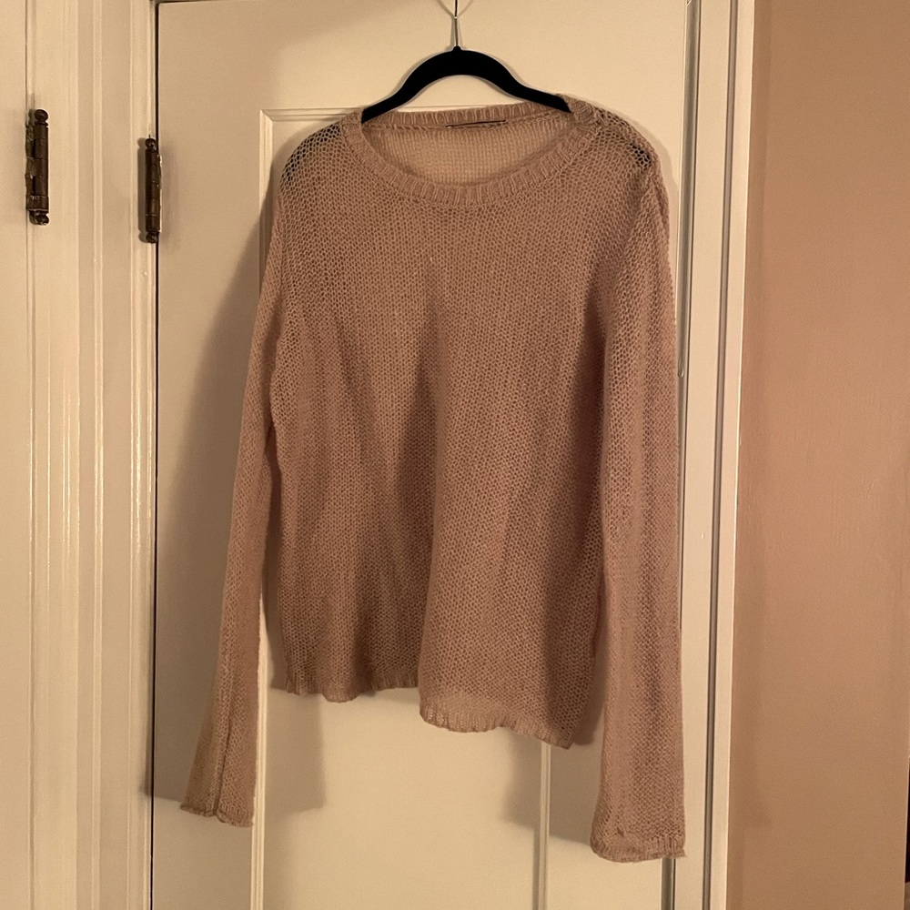 Zara Wool Blend Open Knit Sweater Size XL